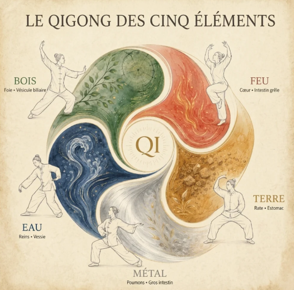 Le Qi Gong des cinq éléments : bois, feu, terre, métal et eau