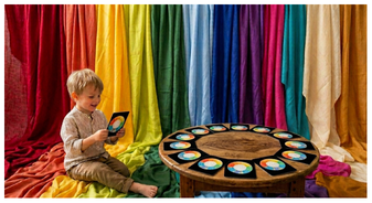 Enfant découvrant les couleurs